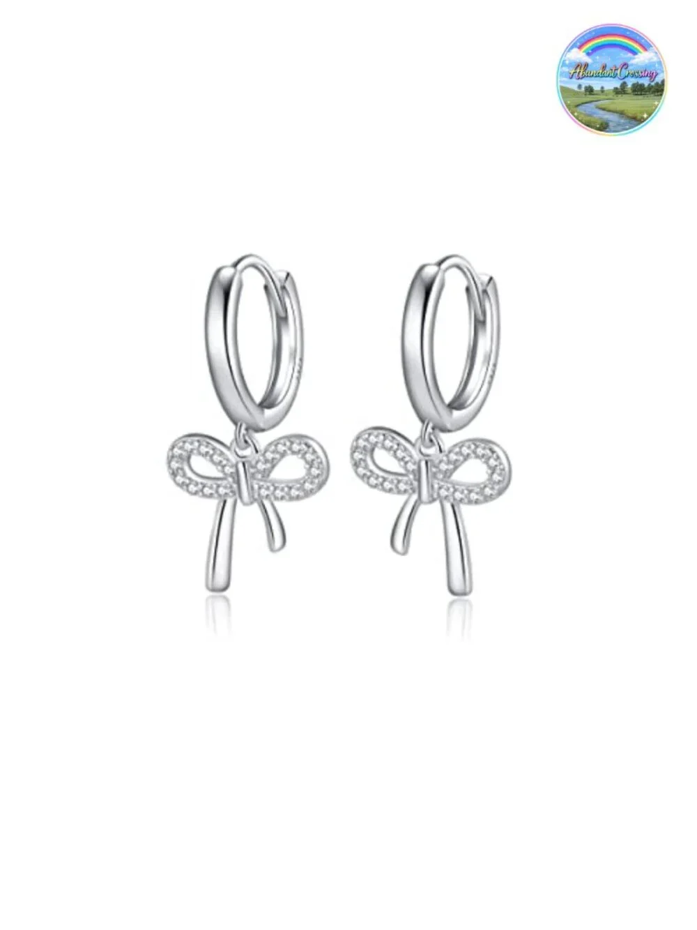 925 Sterling Silver Bow Drop Hoop Earrings for Women
